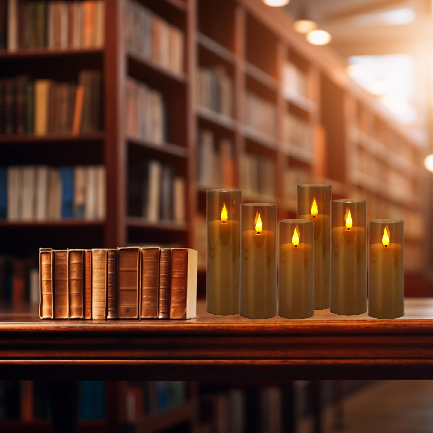 YOROXRG Halloween Decoration Flickering Flameless Candles Battery Operated Timer Led Pillar Candles with Realistic Moving Wick Candles for Home Decor 24 Pack (D2.2 xH 5" 6" 7")(Grey)