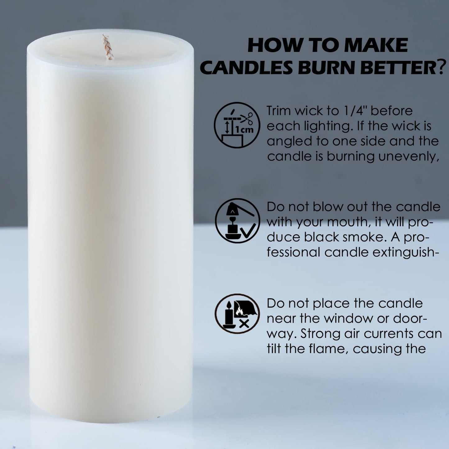 Unscented Ivory Pillar Candles Set of 6-2.8x4 inch - Dripless and Smokeless Large Pillar Candles, 50-Hours Long Burning Time Paraffin Candle for Dinner Table, Christmas and Home Decor