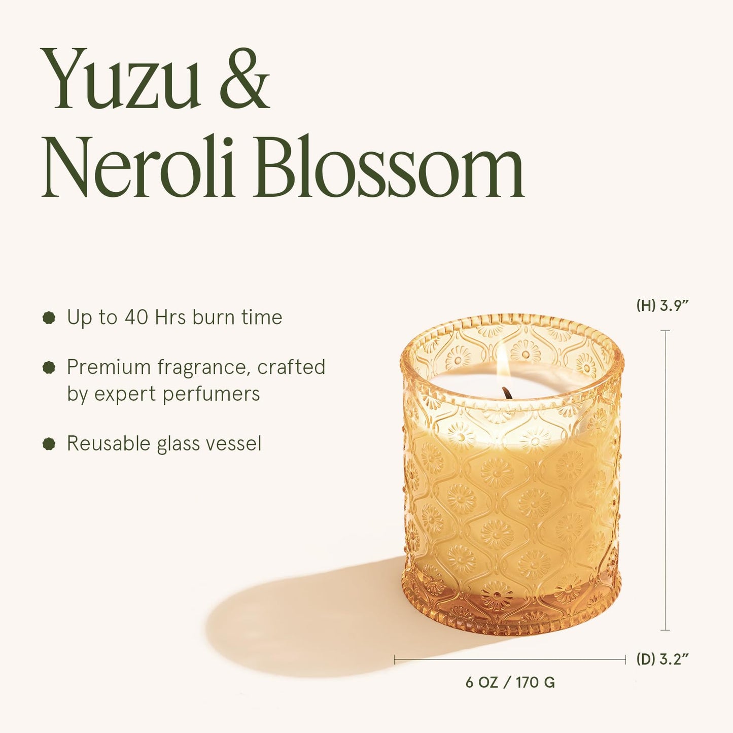 LA JOLIE MUSE Yuzu & Neroli Scented Candles for Home | Non Toxic Natural Soy | Luxury Jar Candle Gifts for Women | Citrus Orange | 40 Hrs