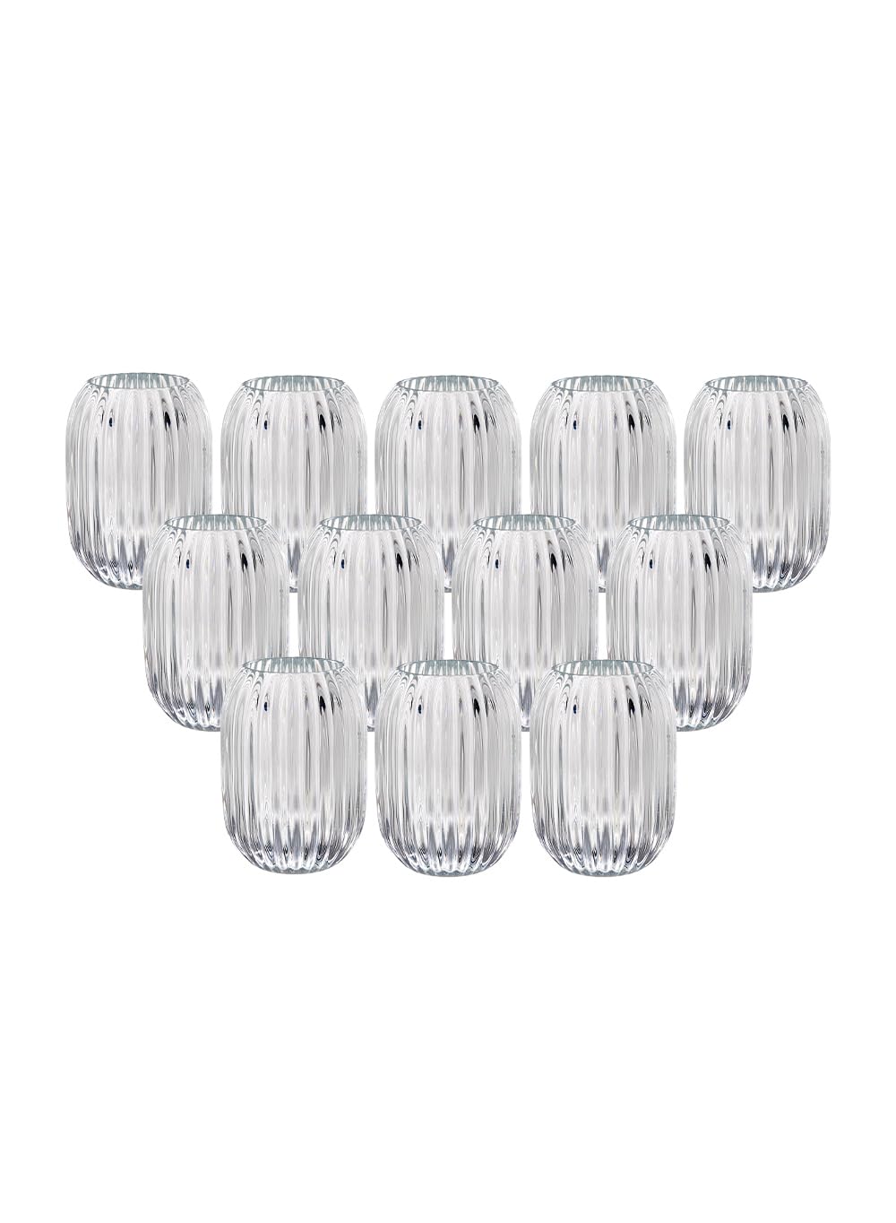 Serene Spaces Living Clear Optical Glass Votive Holder, Perfect for Weddings and Home Décor, 5" Tall & 3.5" Diameter, Set of 12