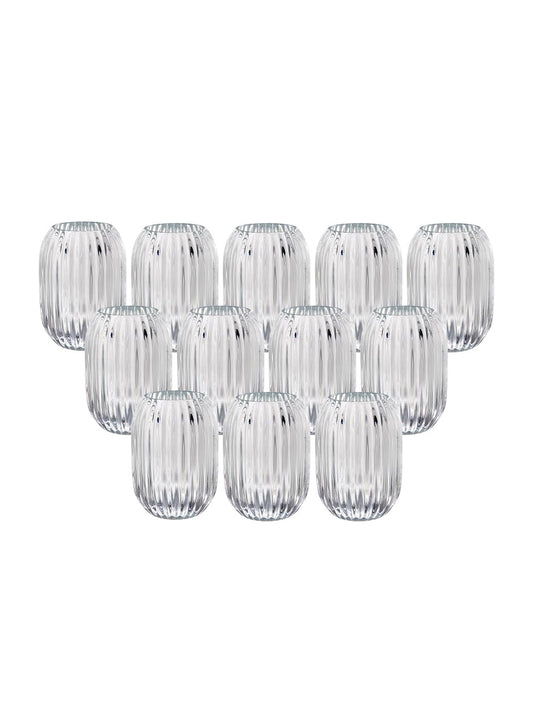 Serene Spaces Living Clear Optical Glass Votive Holder, Perfect for Weddings and Home Décor, 5" Tall & 3.5" Diameter, Set of 12