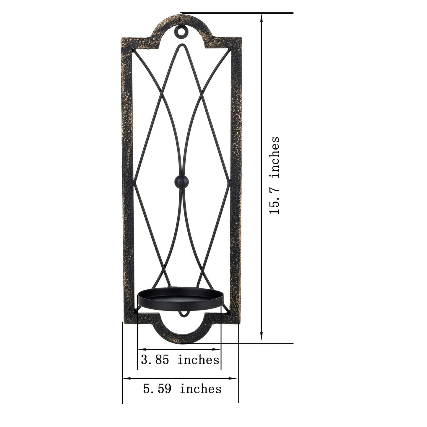 Gothic Candle Sconce Set of 2 -Gold Black Metal Wall Candle Holder-Rustic Home Deco,Dark Academia Decor