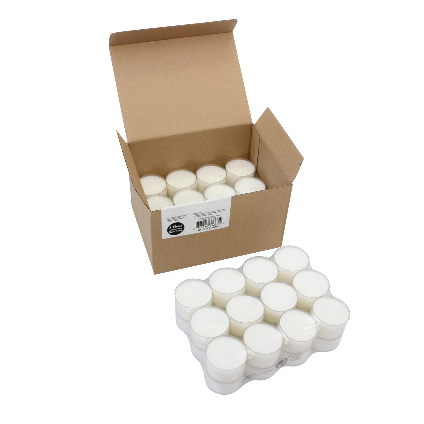 Stonebriar SB-SP-3210A 15 Hour Long Burning Unscented Wax Filled Votive Holders & Bulk 48 Pack Unscented Smokeless Long Clear Cup Tea Light Candles