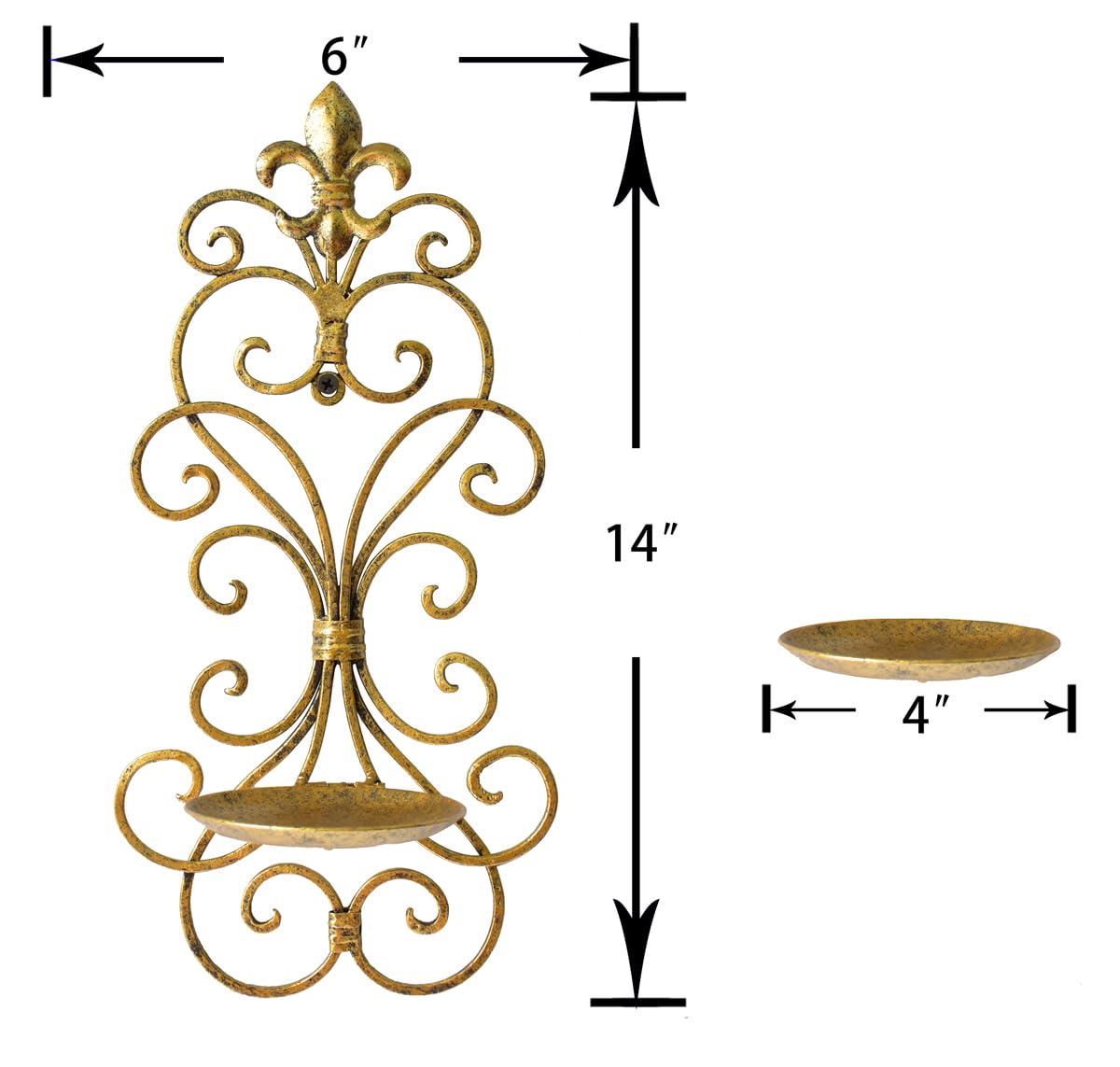 JUCONSIN Wall Sconces Candle Holder Set of 2, Metal Wall Decorations Hanging Wall Mounted Candle Sconces for Living Room Dining Room (Gold)
