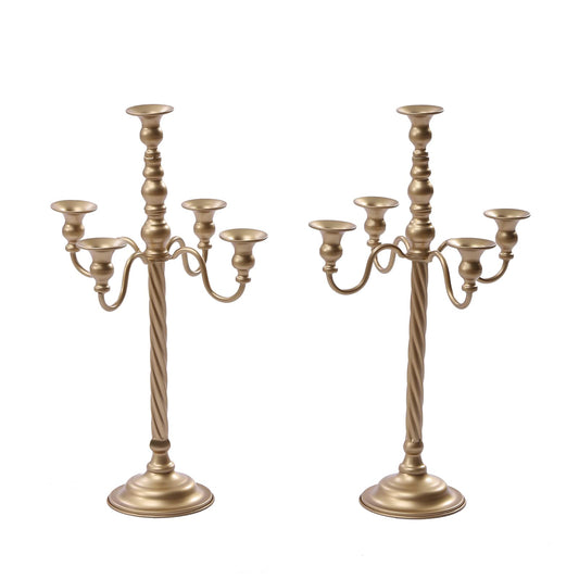 Gold Candelabra,Tall Metal Candle Holder Table Centerpieces 5-Arm Taper Candlestick Floral Flower Floor Candle Stand for Wedding Party Event Room