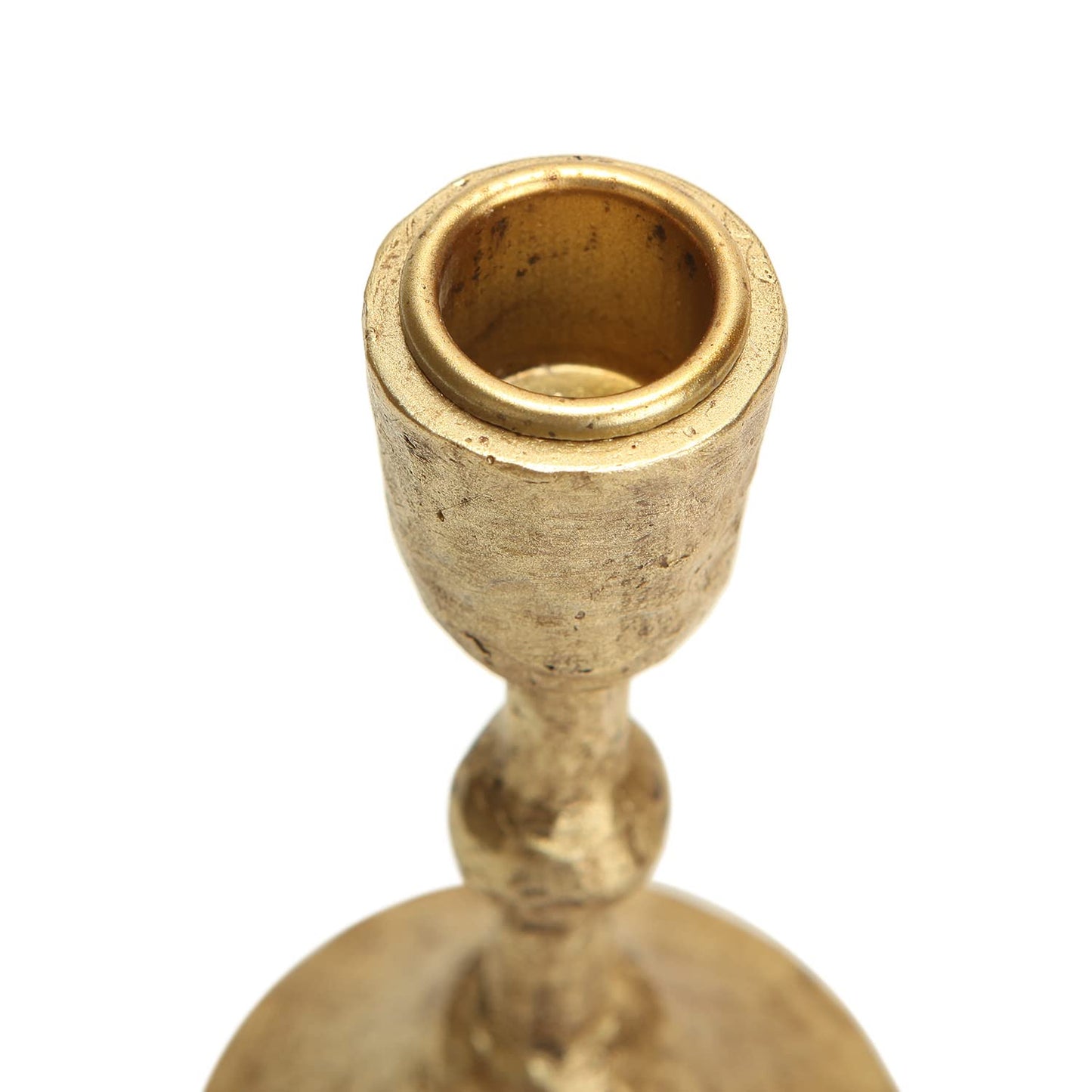 NIKKY HOME Vintage Elegant Gold Hammered Taper Candle Holders Set of 3