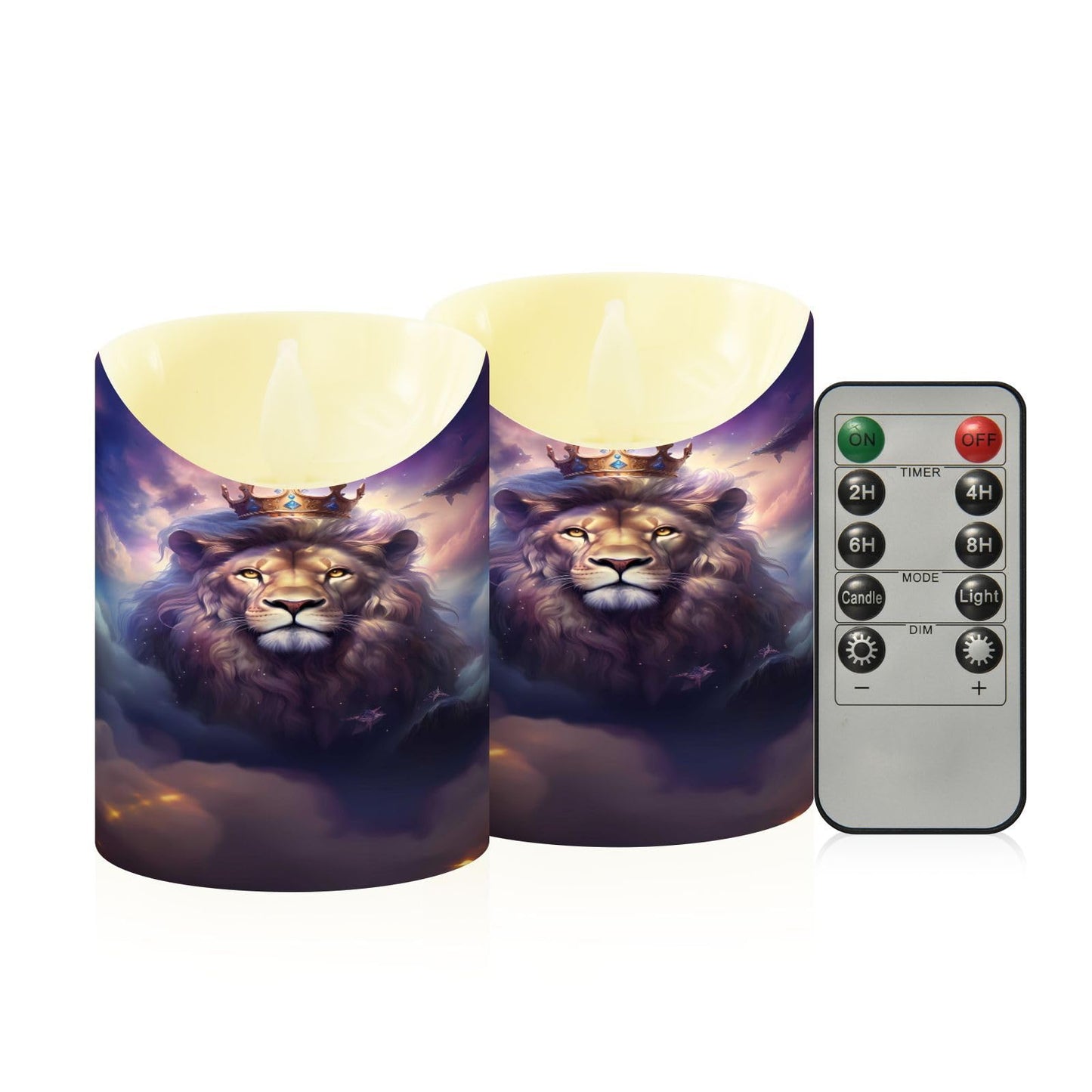 ALAZA Lion with Crown Flameless Candles with Remote Timer,LED Flickering Battery Operated Electric Pillar Tea Light Candles for Wedding Table Christmas Decorations 3" x3.9"