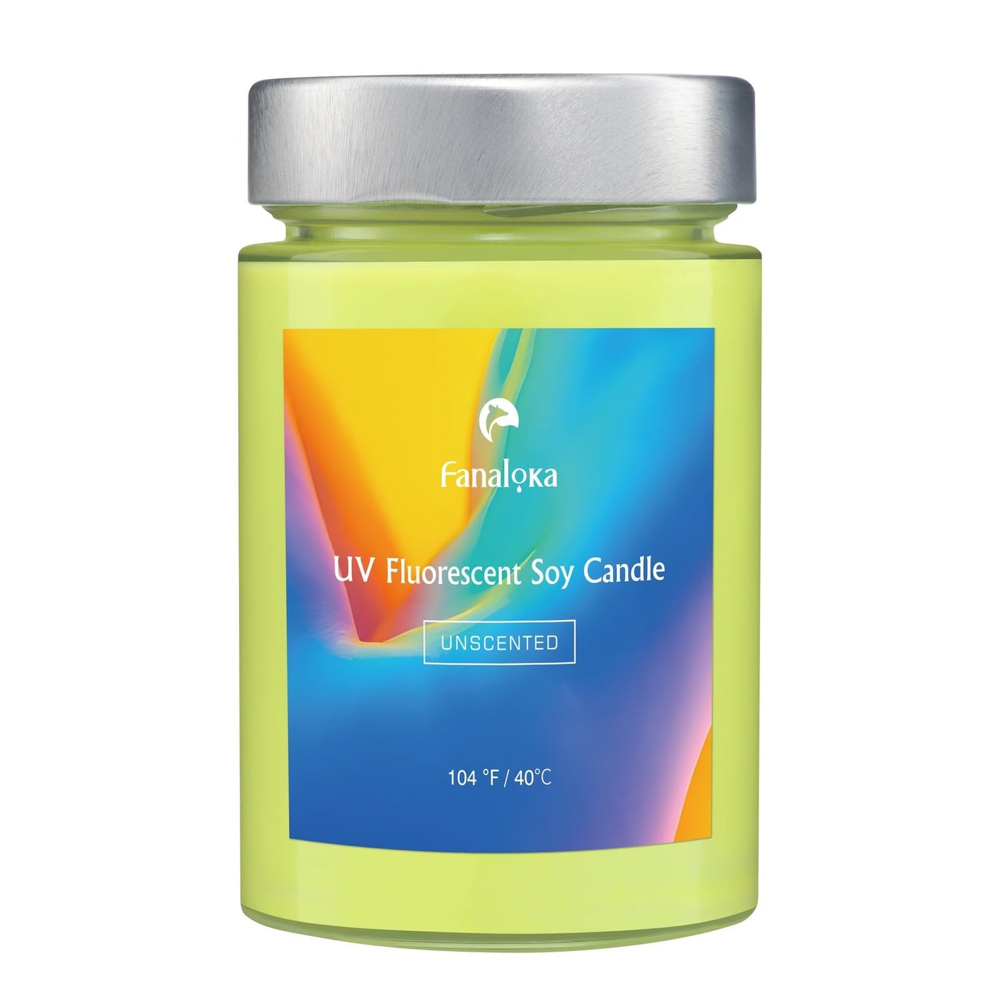 UV Fluorescent Soy Wax Low Temperature Candles, Low Heat Body Safe Candle for Night Party, Unscented, 104 °F (40°C), 11 oz (310g) (Yellow)