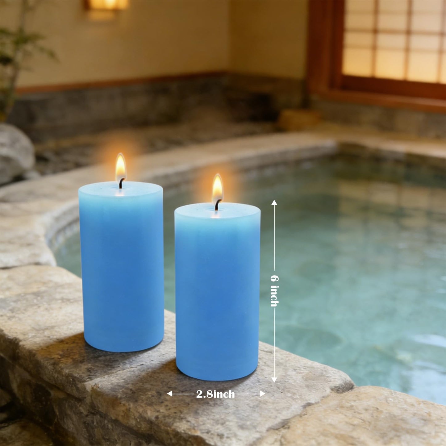 2.8x6 inch, Set of 3, Light Blue Pillar Candles for Romantic Valentine's Day and Christmas, Unscented Pillar Candles for The Home Dining Room, Smokeless, Drip-Free, Clean-Burning Emergency Candles