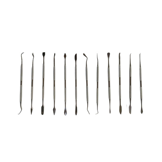 TAURISH 12-Piece Stainless Steel Wax Carver Tool Set, Double Ended Carving Kit for Dental Wax, Clay, Jewelry, Sculpting and Modeling