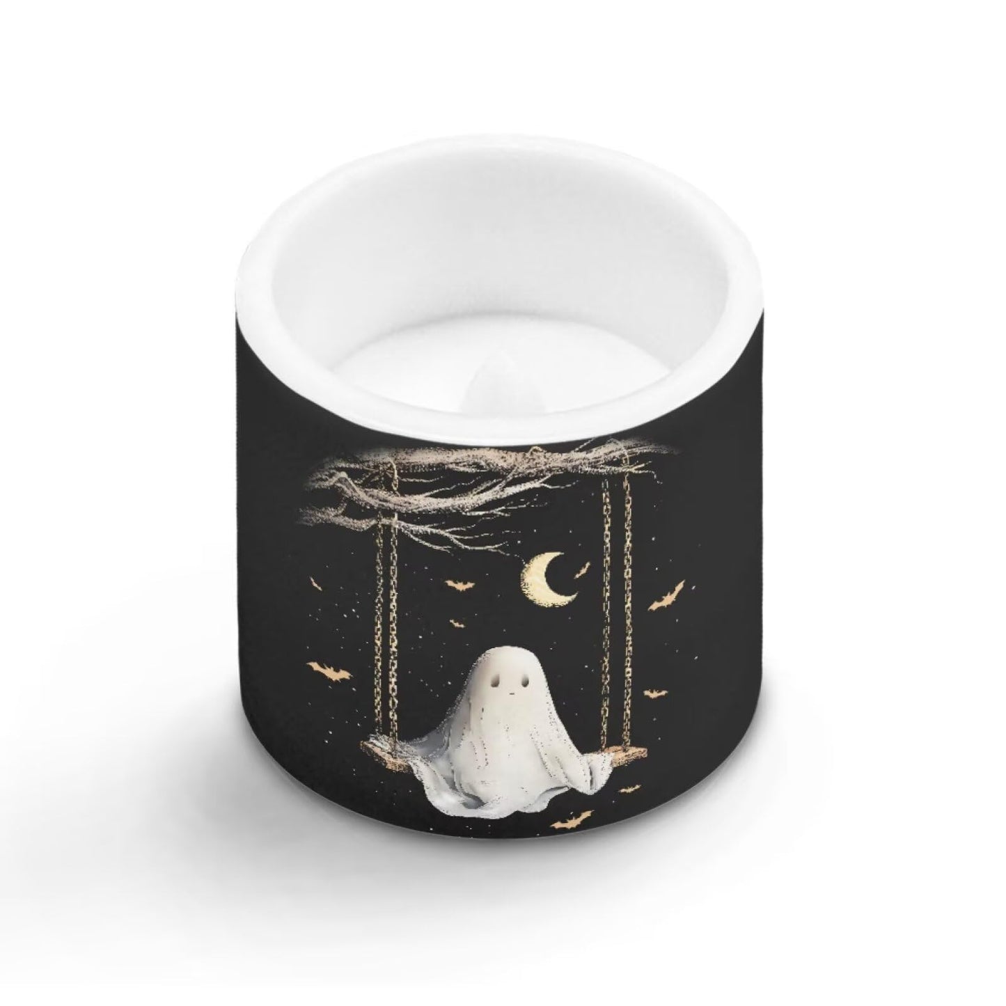 Merkmak 4Pcs Flameless Candles with Remote Halloween Moon Ghost Battery Operated Candles with Timer Pillar Tea Lights Bulk for Indoor Outdoor Banquet Party Home Decoration