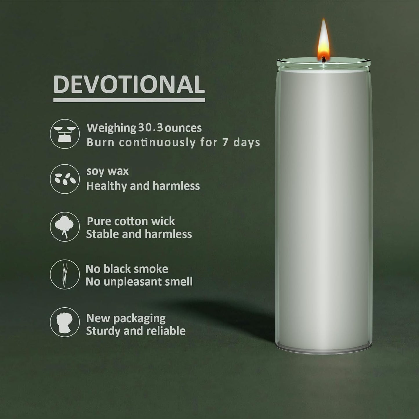 Bulk 12 Pack 7 Day Soy Wax Prayer Candles in Glass – Natural Clean Burning, Unscented Devotional Catholic Candle for Church, Vigil & Memorial (White)