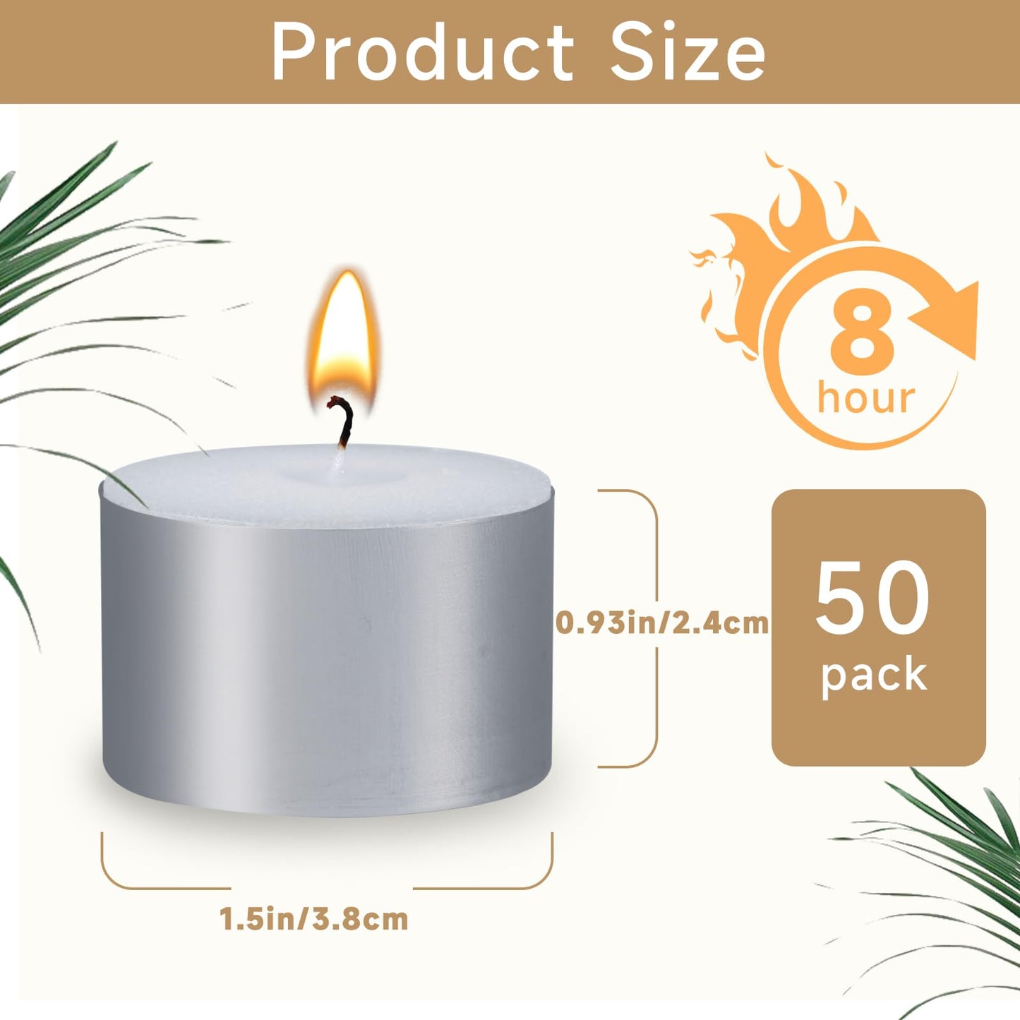 Yihurlm 50 Pack Tea Lights Candles, 8 Hours Long Burning Tealights Candle Bulk, Smokeless & Unscented Candles, White Tea Lights Candle for Shabbat Weddings Home Decor Table Centerpiece