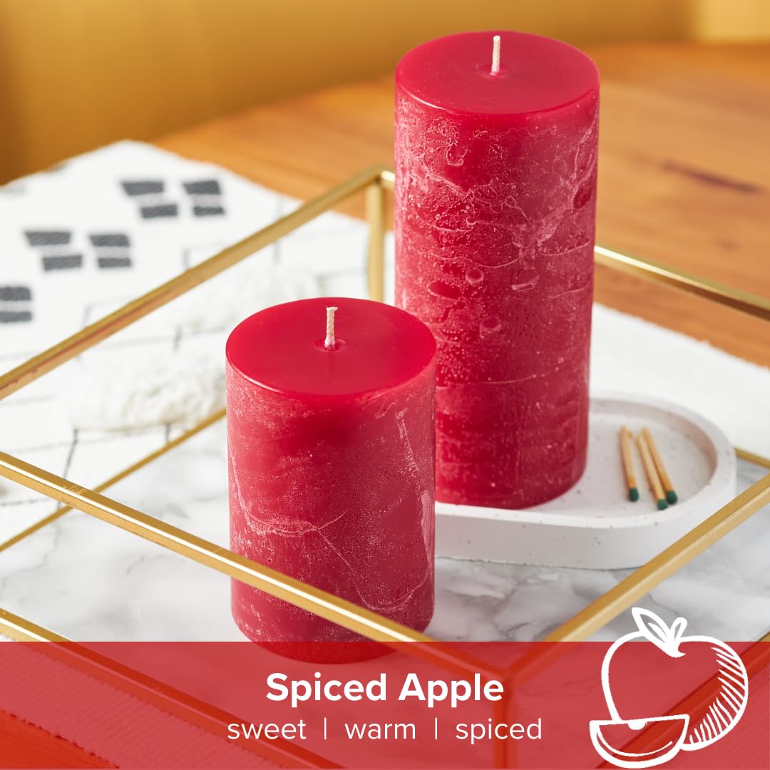 Simply Soson Apple Spiced Scented Candle Set: 3x6 inch, 3 Cinnamon Apple Candles for Fall Home