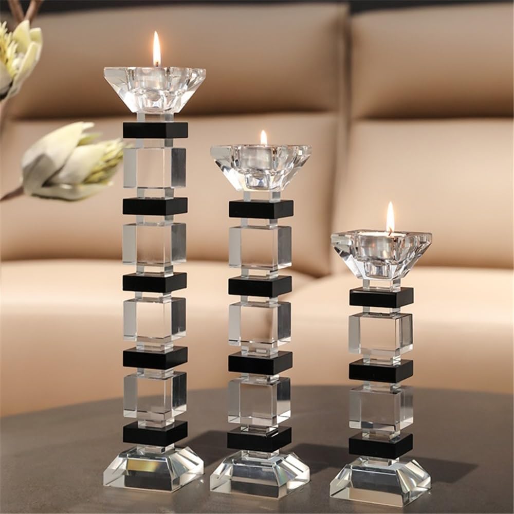 Candlestick Holders Light Crystal Glass Candle Holder Home Decoration for Wedding, Festival, Party Windowsill Decor Candle Holders(Small)