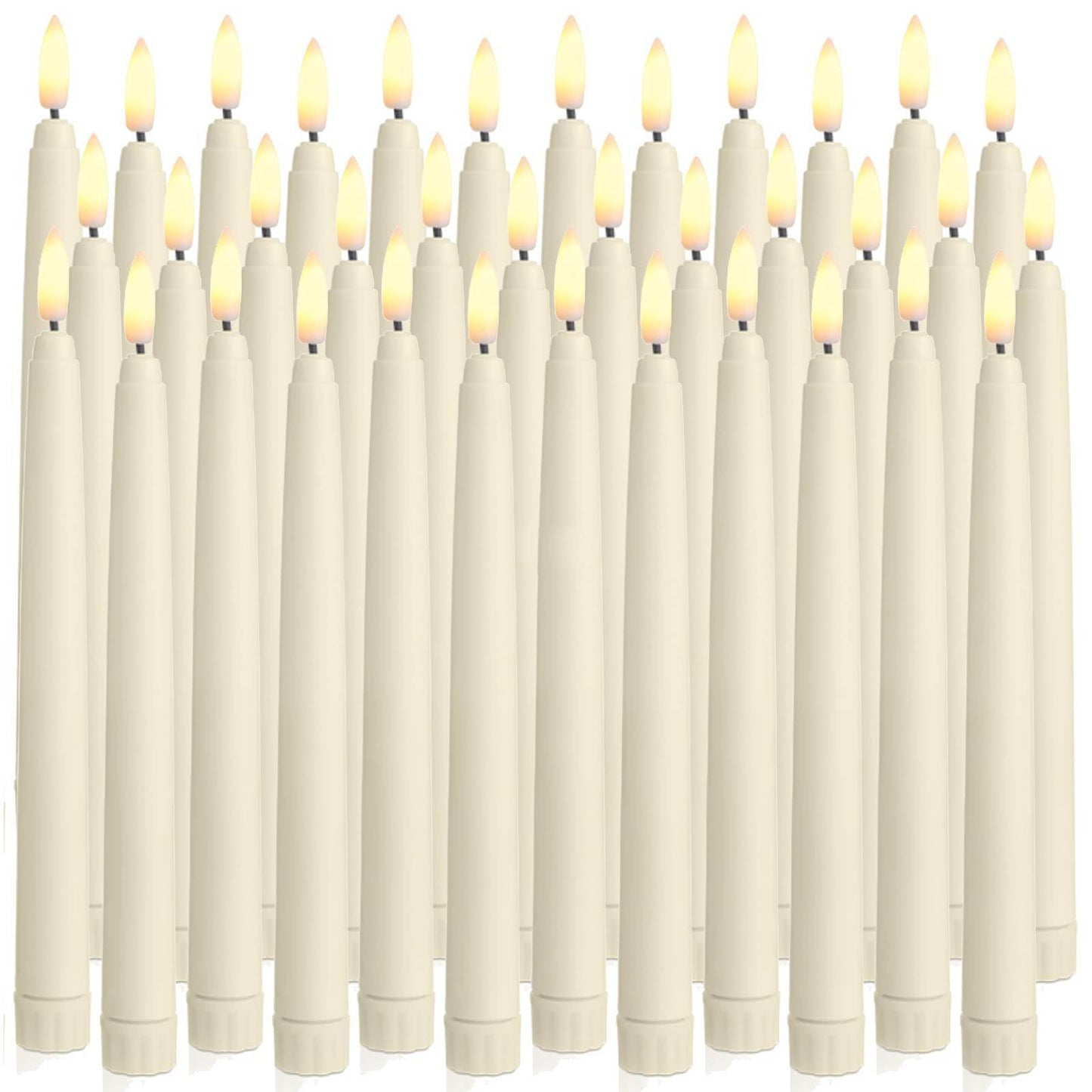 Baquler 36 Pcs Flameless Taper Candles LED Taper Candles Flickering Bulk Ivory LED Candlestick for Easter Wedding Church Halloween Christmas Party Decor Table Centerpiece, 8.5 in, No Batteries