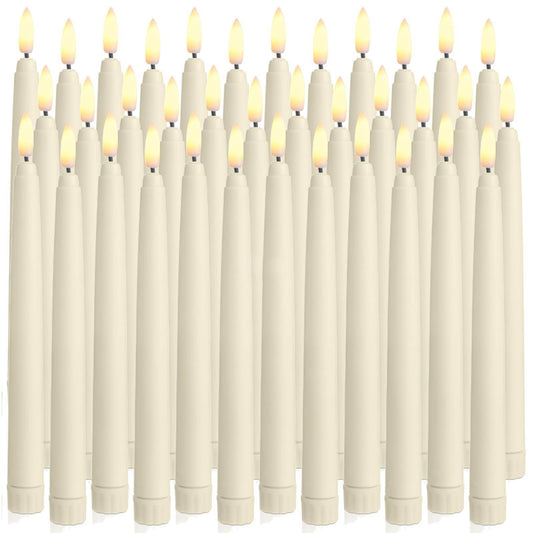 Baquler 36 Pcs Flameless Taper Candles LED Taper Candles Flickering Bulk Ivory LED Candlestick for Easter Wedding Church Halloween Christmas Party Decor Table Centerpiece, 8.5 in, No Batteries