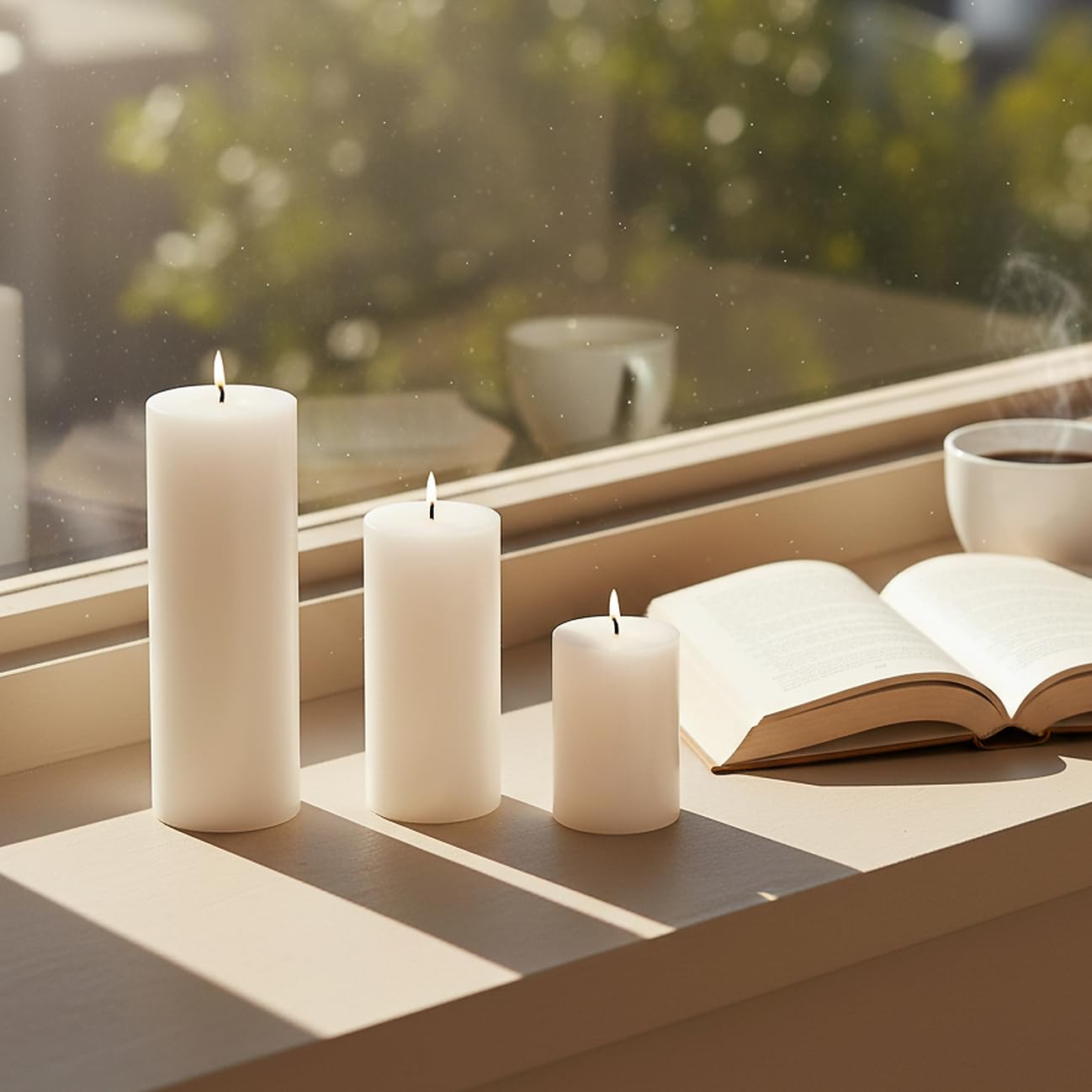 Veiuwa 18 Pcs White Pillar Candles Bulk Set，2x3 2x4 2x6 Inch - 12 Each Size，Hurricane Candles，Dripless Unscented Smokeless，Gives You a Better Atmosphere When Organizing an Event Party.