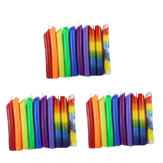 Candlestock Rainbow Drip Candle Pack - 30 Assorted Colors - Drip Tapers for Wine Bottles