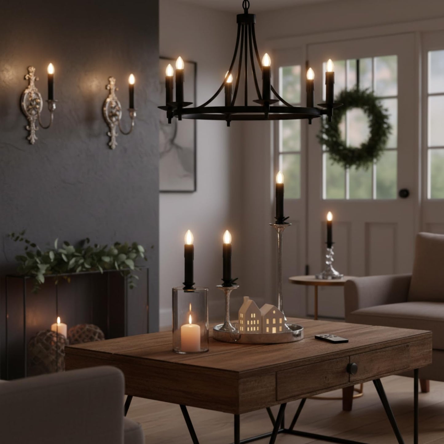 Flameless LED Taper Candles with Clips, 4” Battery Operated Window Candles with Remote Timer Mini LED Chandelier Candlesticks for Home Decor Wedding Church Party & Tree Lighting,10 Pack,Black