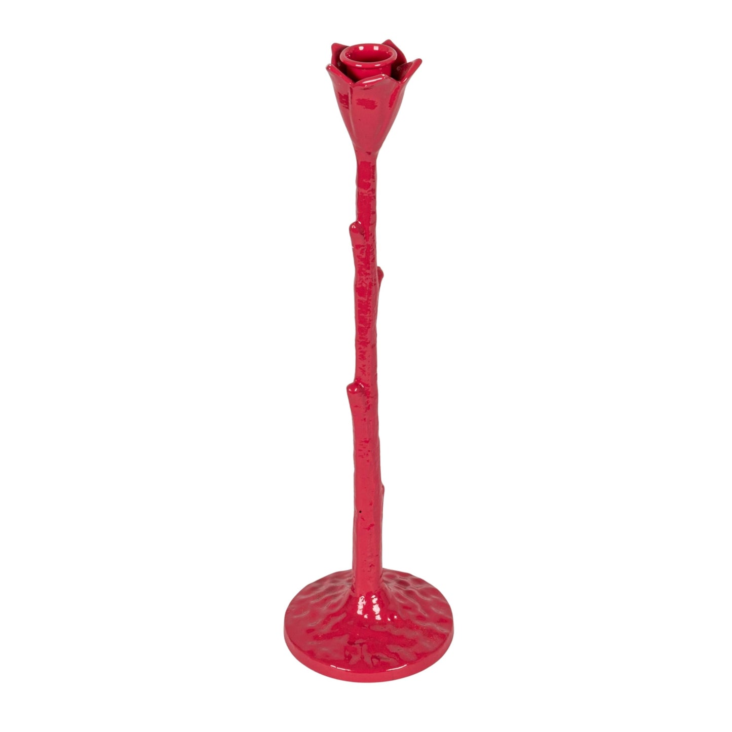 Creative Co-Op Tall Cast Metal Flower Shaped Taper Holder, Pink