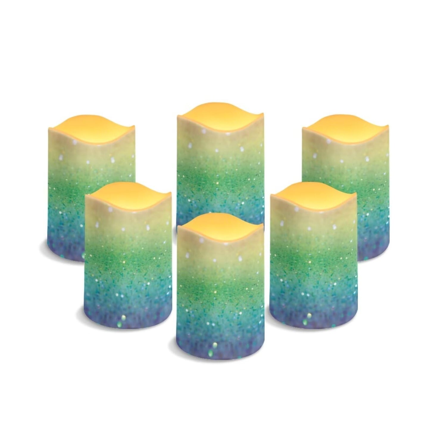 HUISEFOR Glitter Candles Solar Powered Flameless Taper Candles Flickering Electric Tealights Candles with Dancing Flame Dusk to Dawn Solar Power Candles for Home Landscape Romantic Night Decor