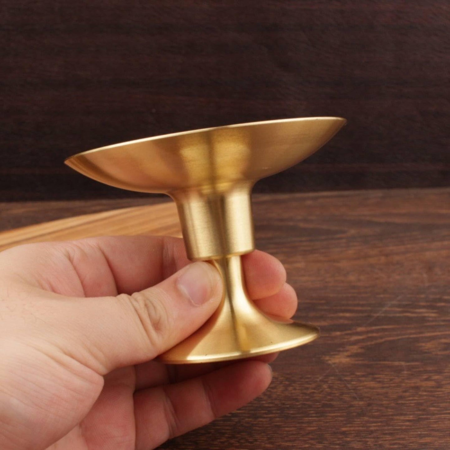Generic Brass Candle Holder Traditional Golden Finish Candle Stand Decor for Worshipers