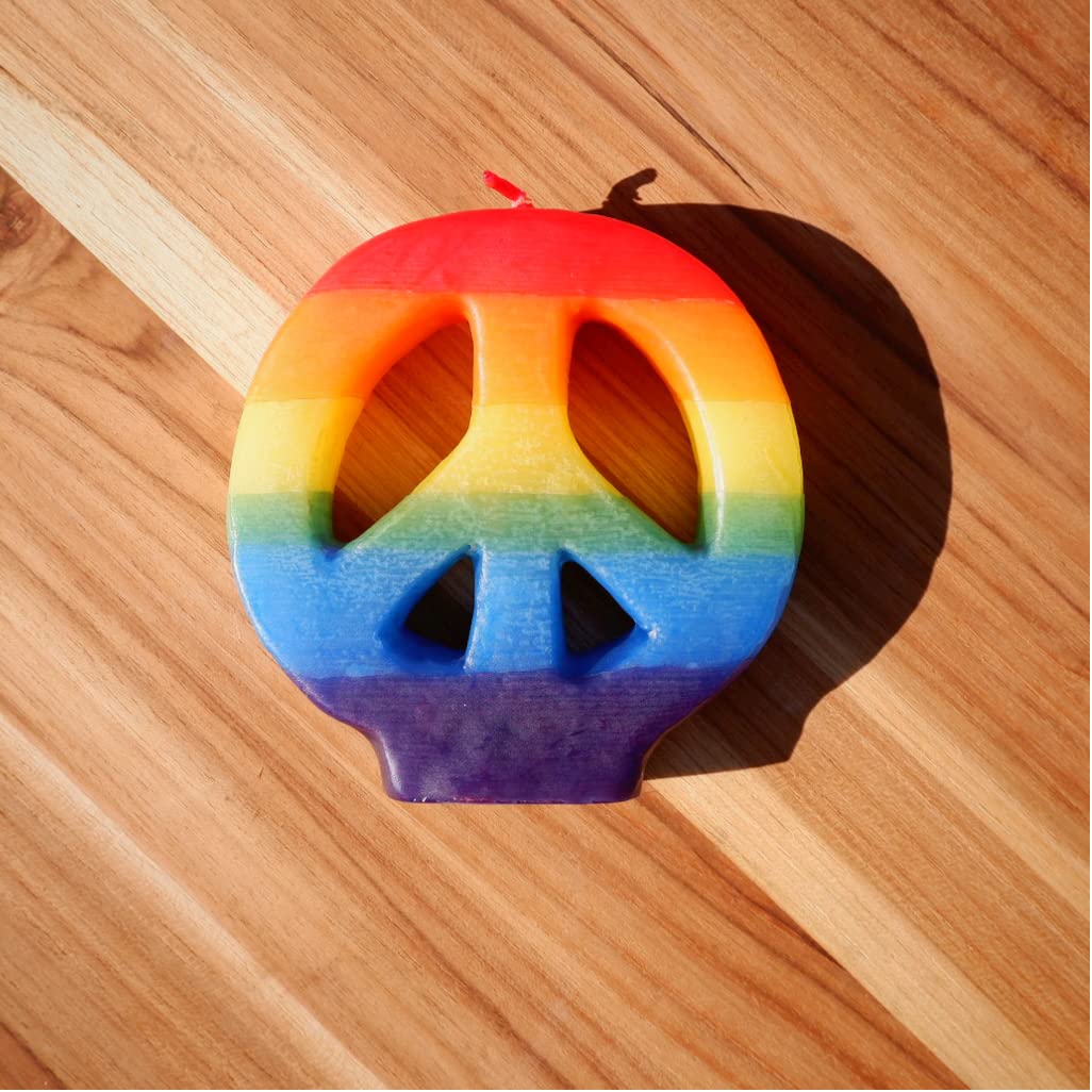 Candlestock Rainbow Peace Sign Candle - Pride Candle Handmade in Woodstock NY