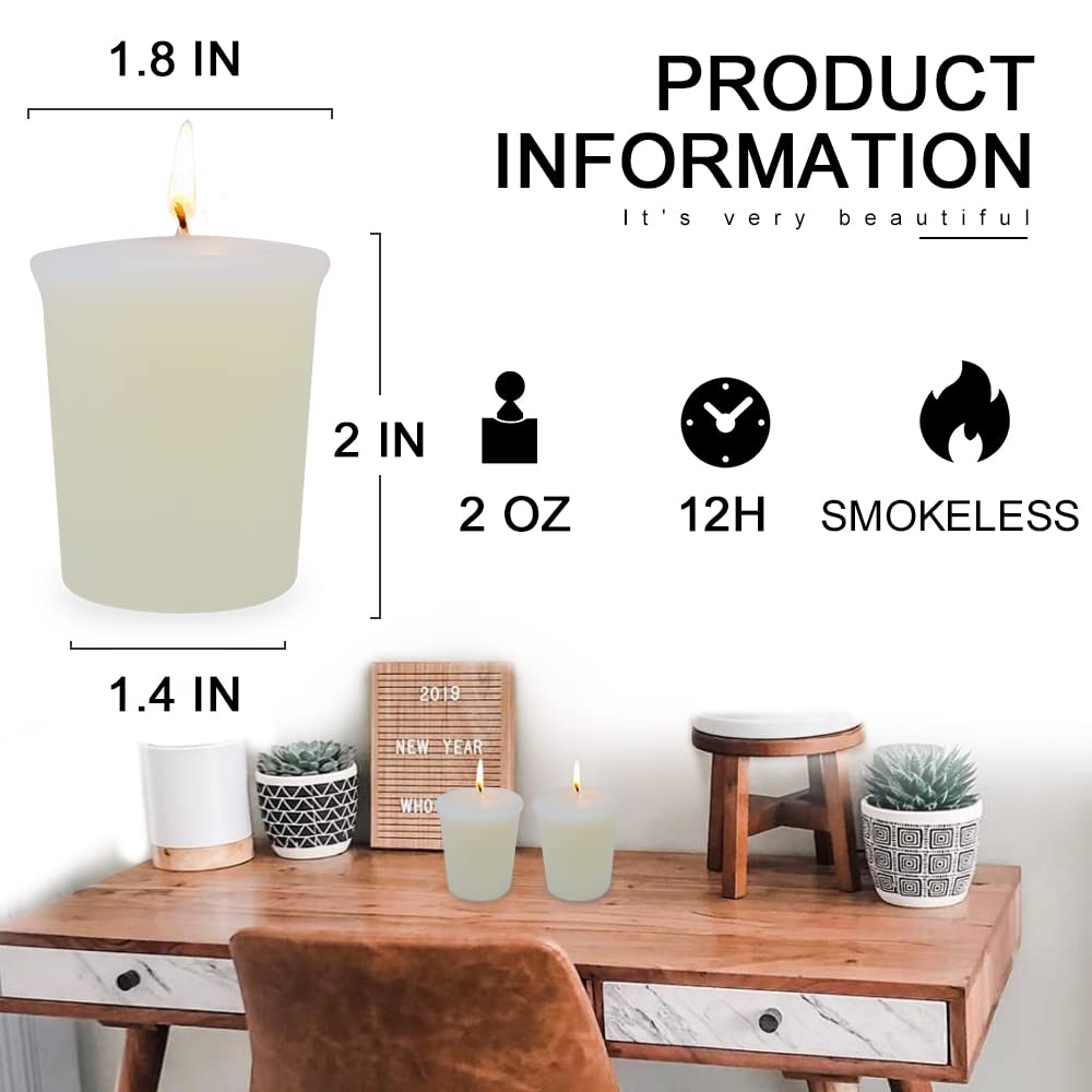 Ivory Votive Candles Bulk for Wedding Party Holiday and Home Decoration, 12 Packs 1.8oz Unscented Candles with 12 Hours Burn Time