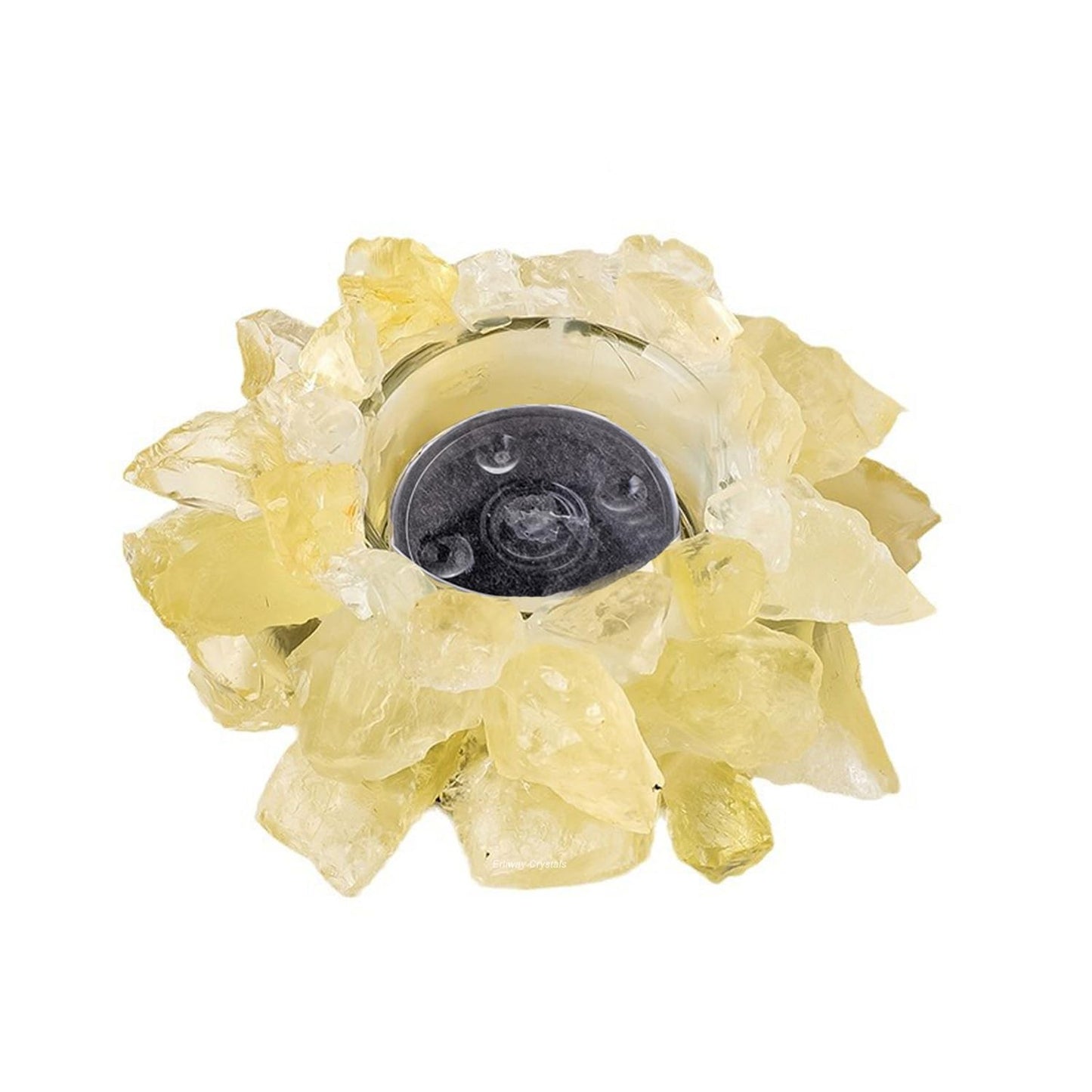 Natural Citrine Crystals, Raw Crystal Tealight Candle Holder Crystal Stone Candle Stand High Energy Geode Votive with Healing Effects (Not Included Candle)
