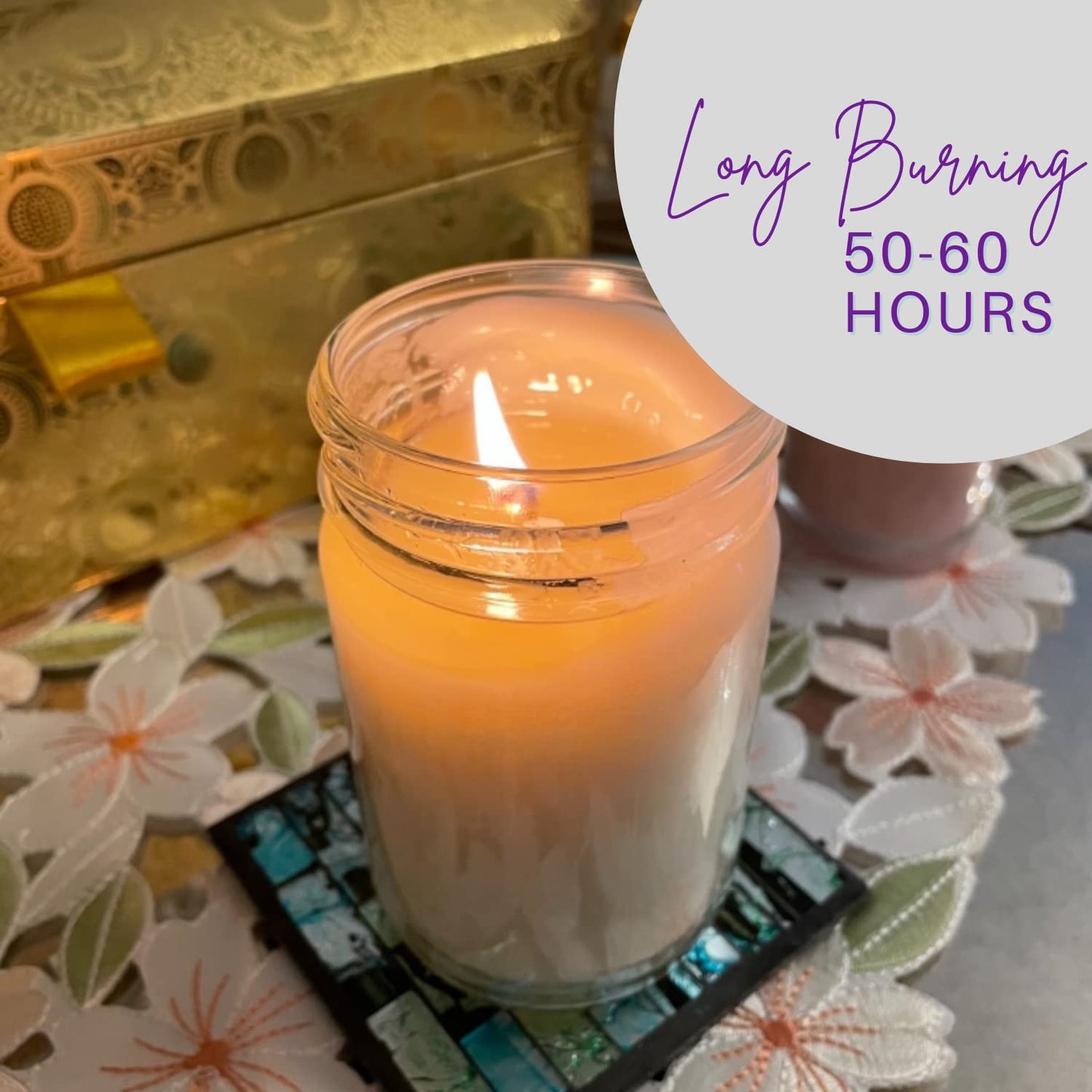 Nika's Home Vanilla Lavender Soy Candle - 12oz Mason Jar - Non-Toxic - Hand Poured in The USA, Long Burning 50-60 Hours Highly Scented All Natural, Clean Burning