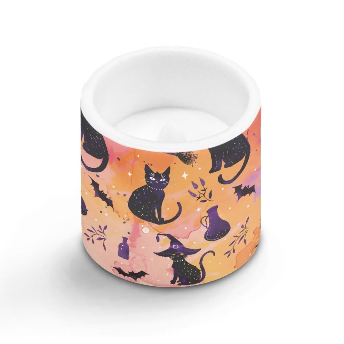 Merkmak Pack of 4 Halloween Black Cat Bat Flameless Candles with Timer Battery Operated Candles with Remote Control LED Pillar Tea Lights for Indoor Outdoor Party Banquet Home Decor