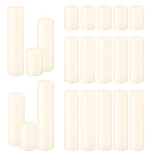 SDBALLBZ 18 Pack Ivory White Pillar Candles Set, Unscented Smokeless Dripless Paraffin Candles for Wedding Centerpieces & Event Decor, Long Burning Bulk Decorative Candles, Multiple Sizes