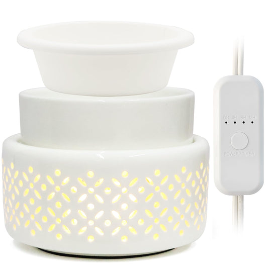 VICTORIA AROMA Cearmic Wax Melt Warmer with Timer - Candle Melter with Silicone Liner Electric Wax Warmer for Scented Wax, Fragrance Oil Burner for Home, Office, Bedroom Decor, and Gifts
