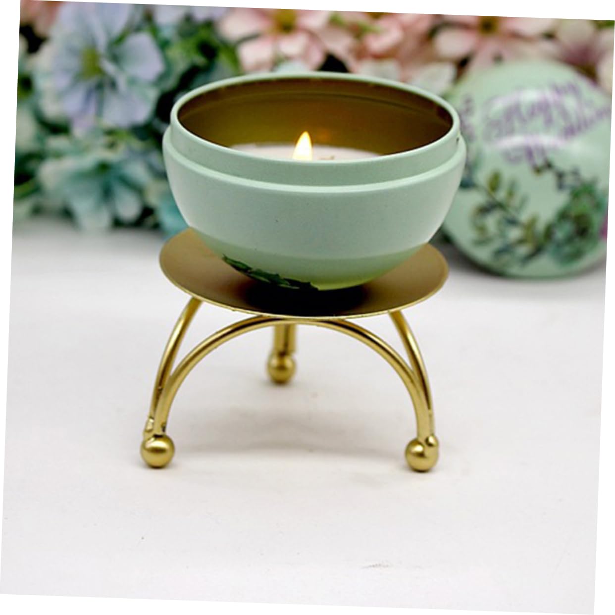 Holibanna 2pcs Geometric Iron Candle Holders for Home Decor Elegant Candle Stand Centerpiece for Weddings Parties and Dining Tables