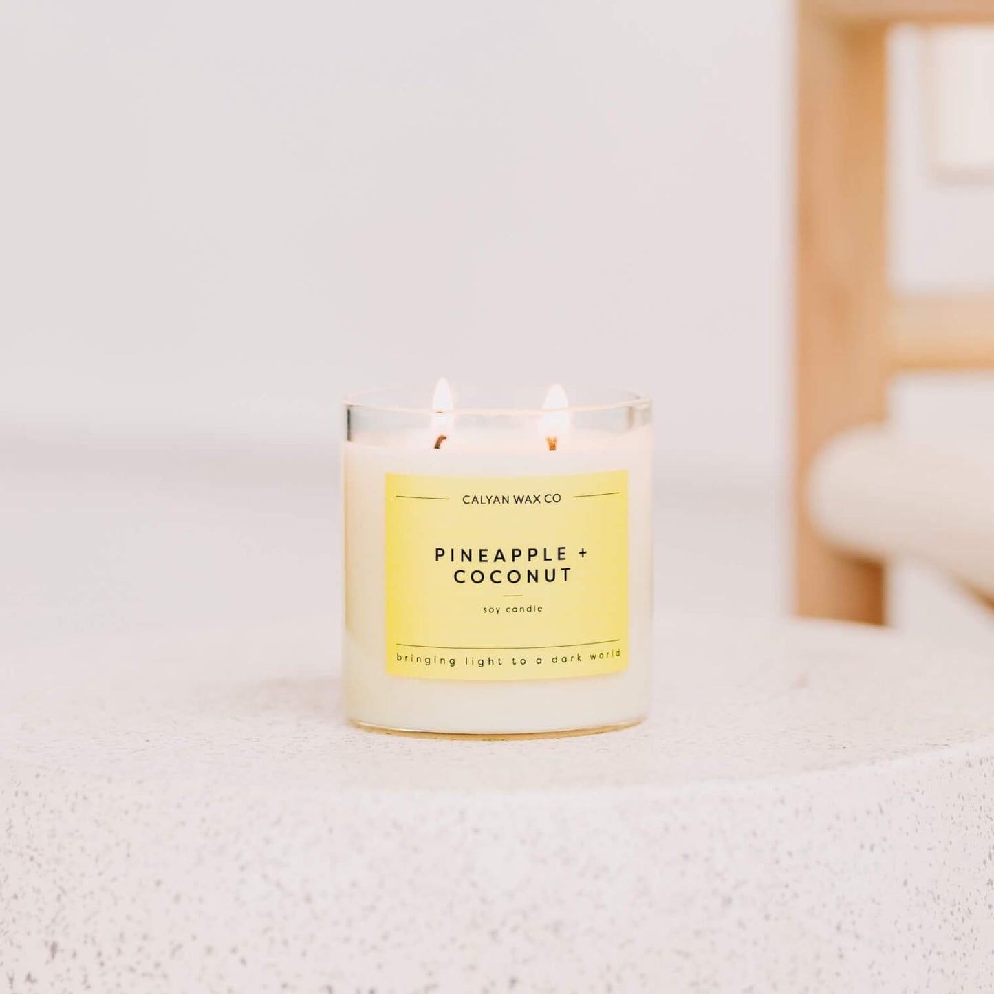 Calyan Wax Co. Pineapple & Coconut 2 Wick Scented Candle - 37 Hour Burn - Luxury Clean Soy Wax Candles - Long Lasting Large Glass Jar Candle for Home - 8.8oz