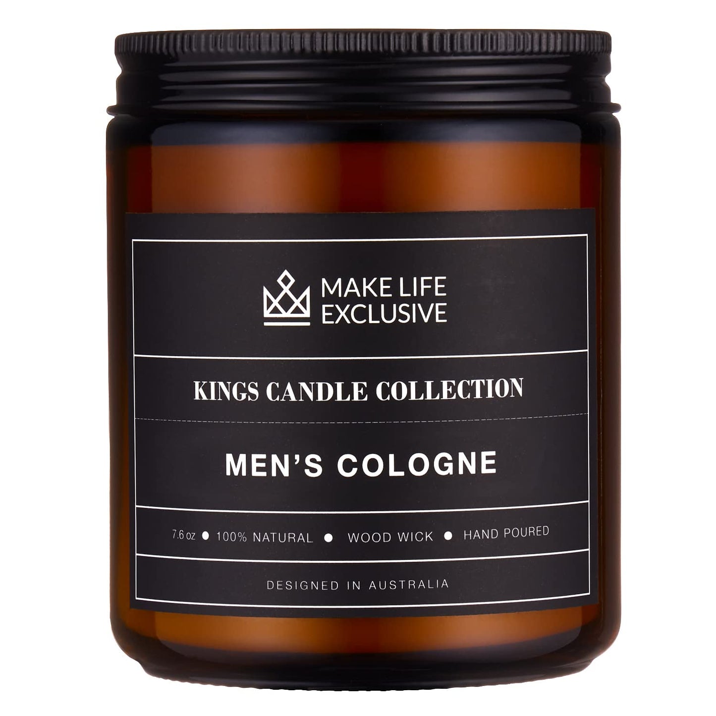 Scented Candles for Men | Men's Cologne, Amber Sandalwood Scent | Wooden Wick, Long Lasting, Masculine Scents | Natural Soy Jar Candle for Home, Bacehlor Pad Decor | The Perfect Mens Gift