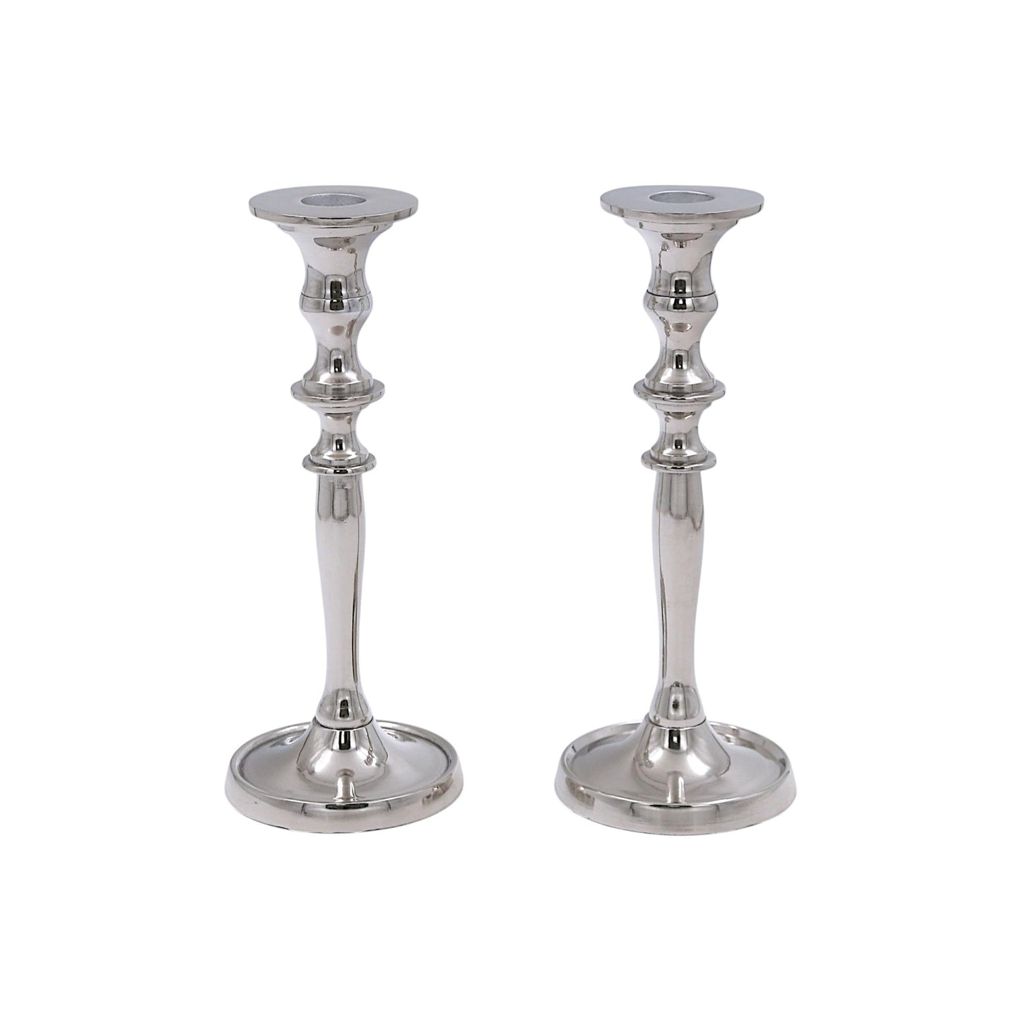 Hosley Set of 2 Silver Finish Taper Candle Holder 8" High. Ideal Gift and Use for Weddings, Party, Spa or Aromatherapy W1