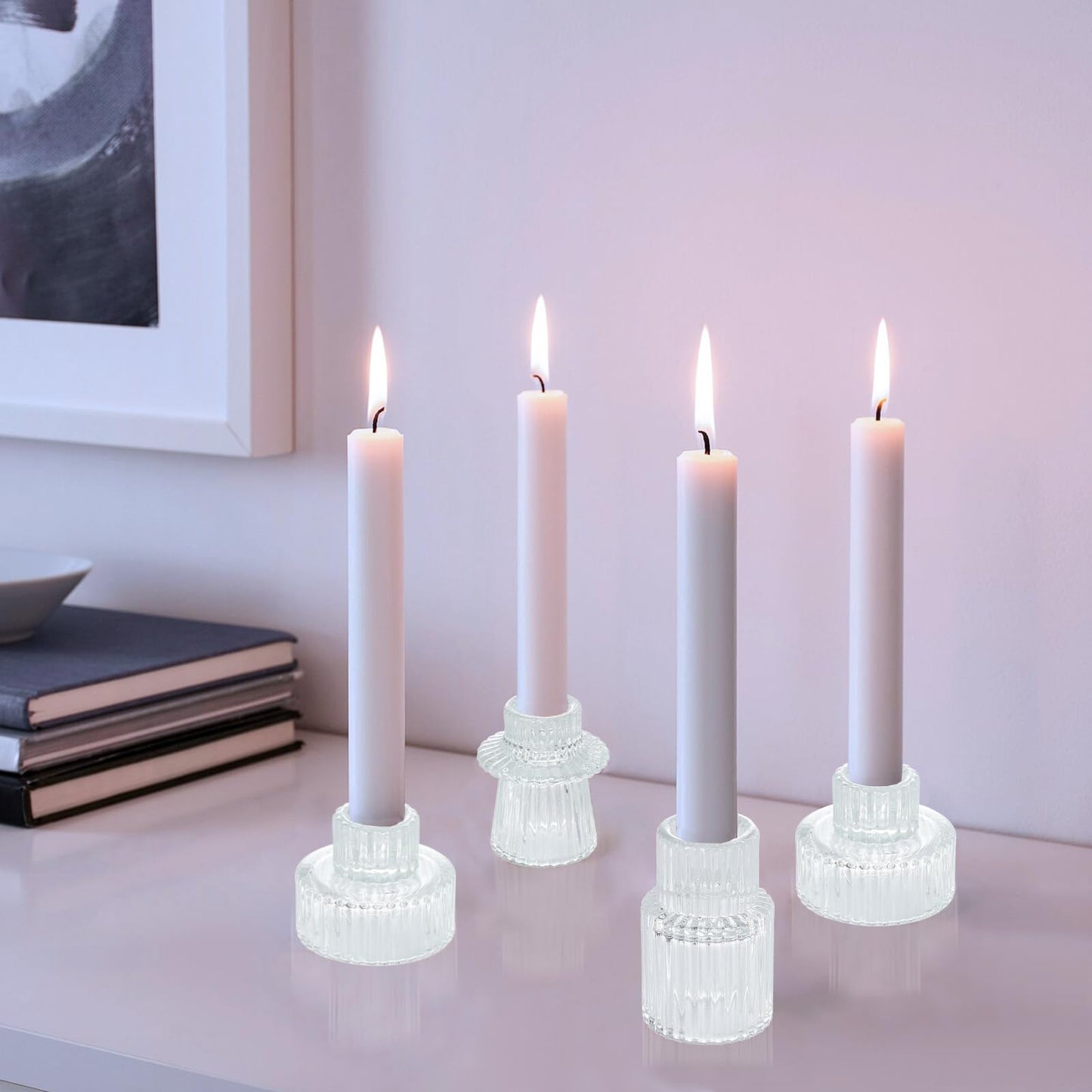 BEZURA Tealight Candle Holder, Taper Glass Candlestick Holders, Votive Candle Stick Candle Holder for Table Centerpiece Wedding Dinner