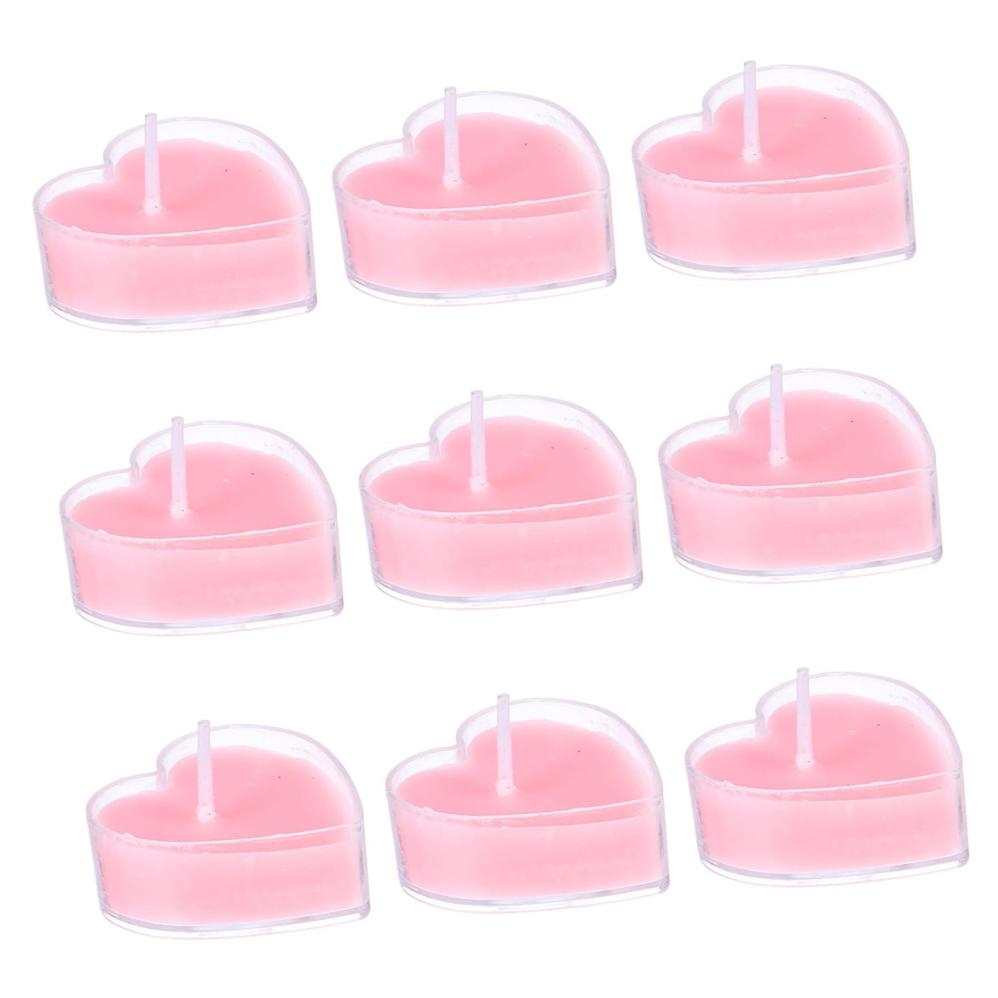 Beavorty 9Pcs Heart Shaped Scented Candles Smokeless Tea Wax with Pink Rose Fragrance Eco Friendly Aromatherapy for Home Wedding Birthday Decoration Soft Flicker Romantic Lighting