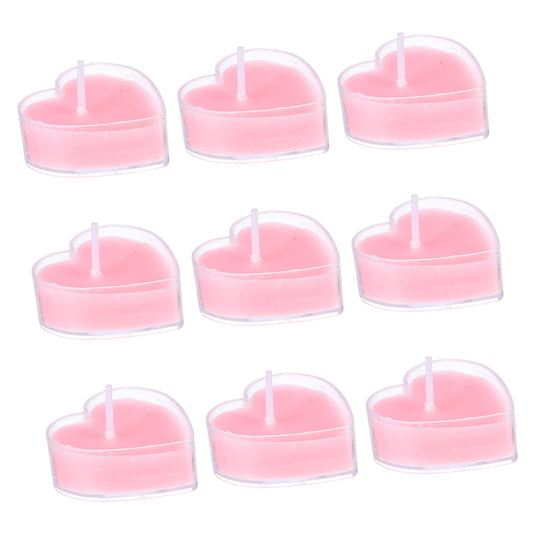 Beavorty 9Pcs Heart Shaped Scented Candles Smokeless Tea Wax with Pink Rose Fragrance Eco Friendly Aromatherapy for Home Wedding Birthday Decoration Soft Flicker Romantic Lighting