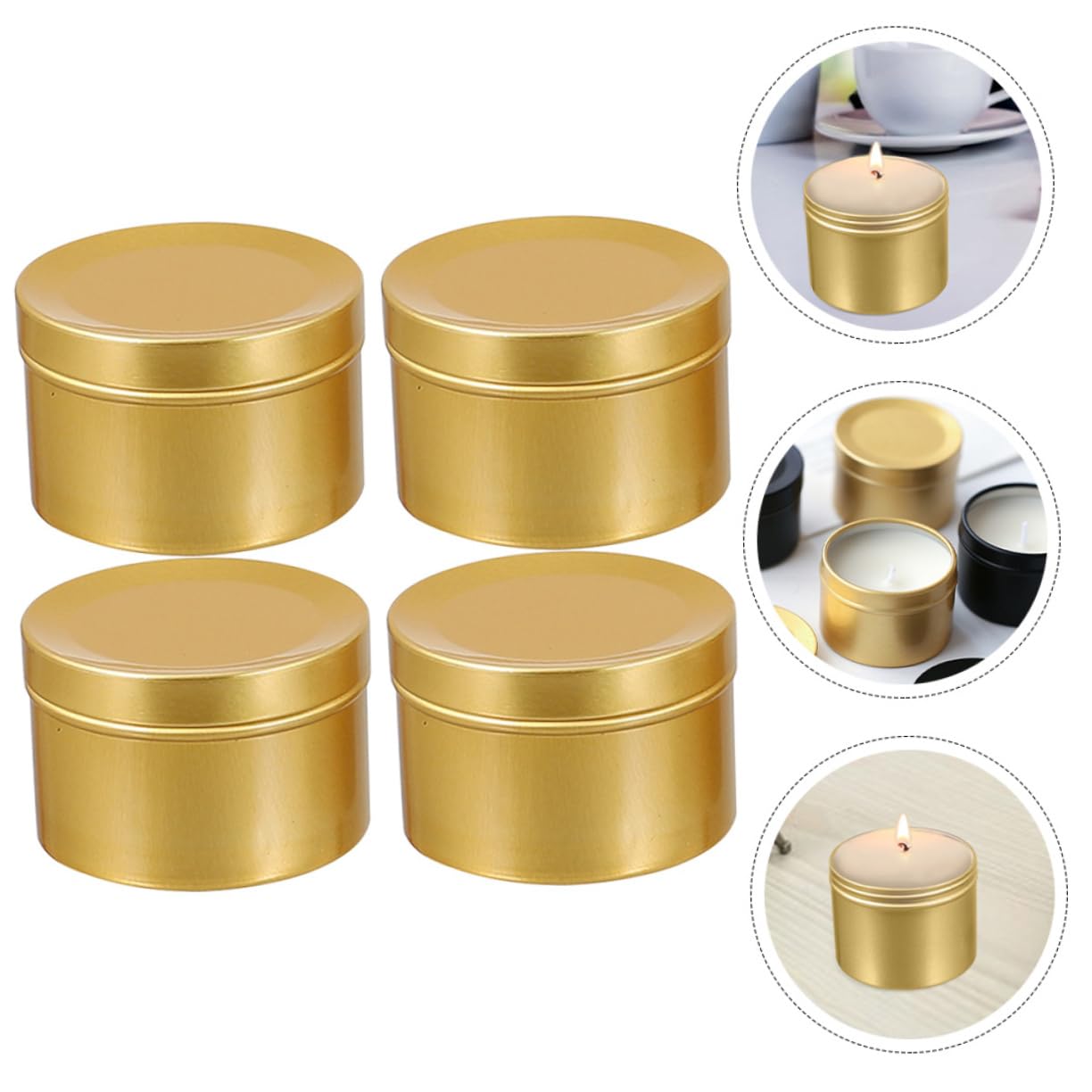 LALAFINA 4pcs Candle Jars Candle Containers for Christmas Crafts and Decorative Practical Aluminum Tins for Home Use