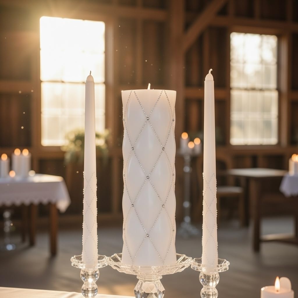 Hosley 11.5" High White Wedding Unity Candle Set. Great for Weddings Party Special Events and Emergency Lighting Reiki Spa Meditation. W5