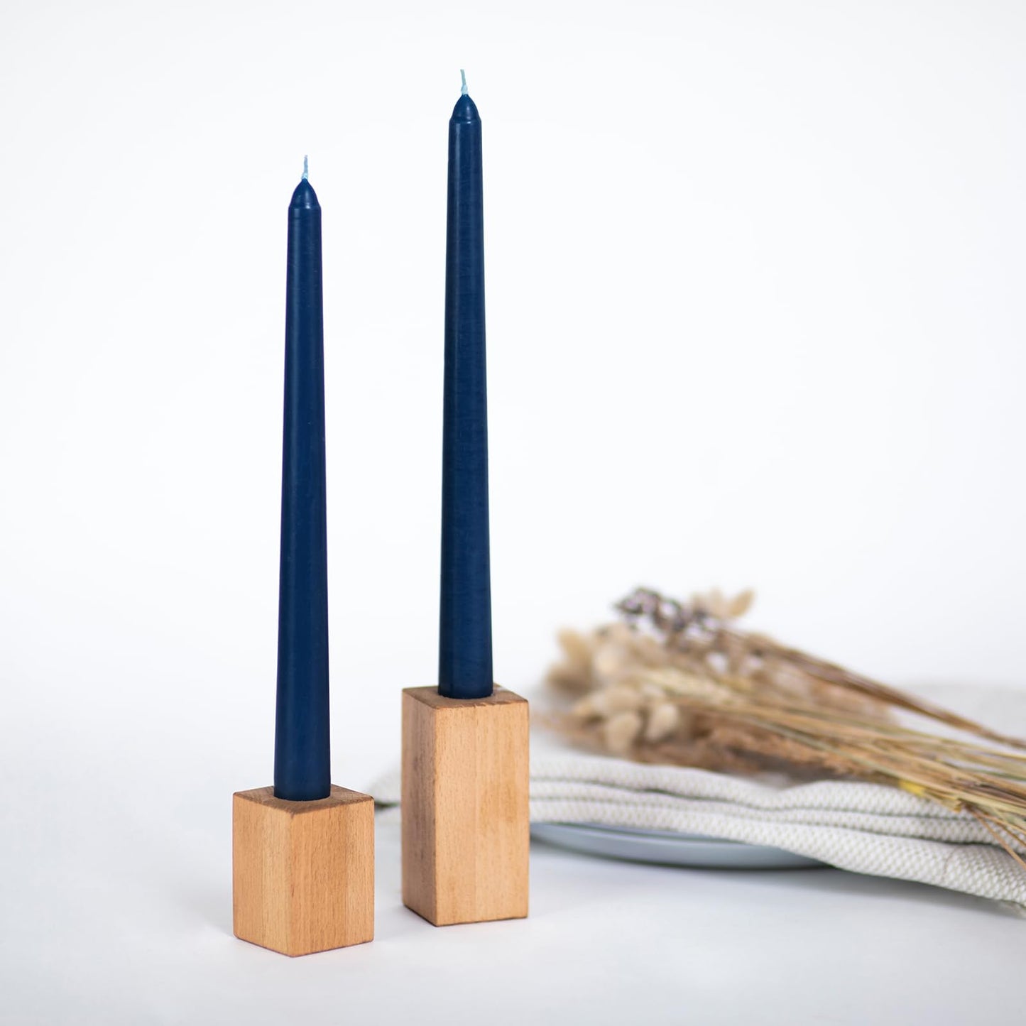 CANDWAX 10 Inch Taper Candles Set of 4 - Dripless and Unscented Candlesticks - Perfect for Dinner and Christmas - Dark Blue