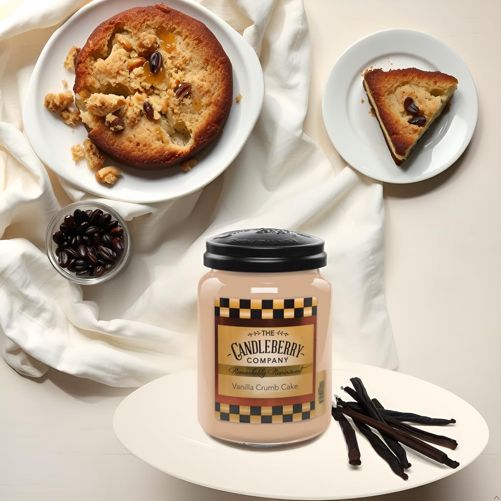 Candleberry Candles Vanilla Crumb Cake | Strong Fragrances for Home | Hand Poured in The USA | Highly Scented | 135 Hour Burn Time | Large Jar
