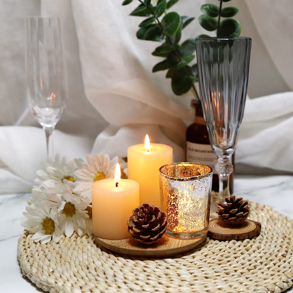 BTGLLAS 36pcs Gold Glass Tea Light Holders - Votive Candle Holders Bulk for Weddings Events - Glass Votives for Wedding Centerpieces, Christmas, Thanksgiving - Candle Accessories Decor (36, Gold)