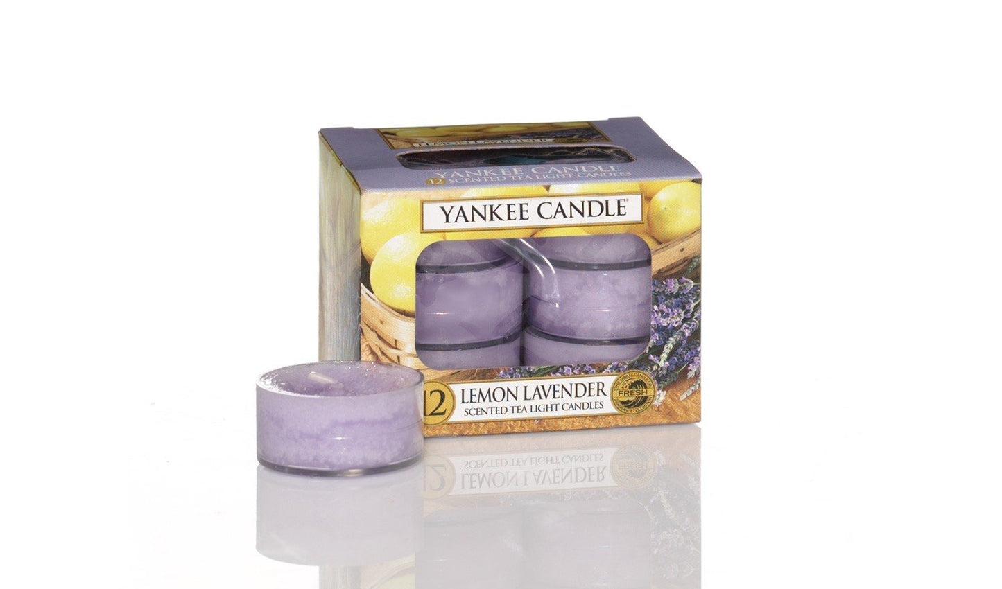 Yankee Candle Lemon Lavender Tea Light Candles, Festive Scent | Count 12
