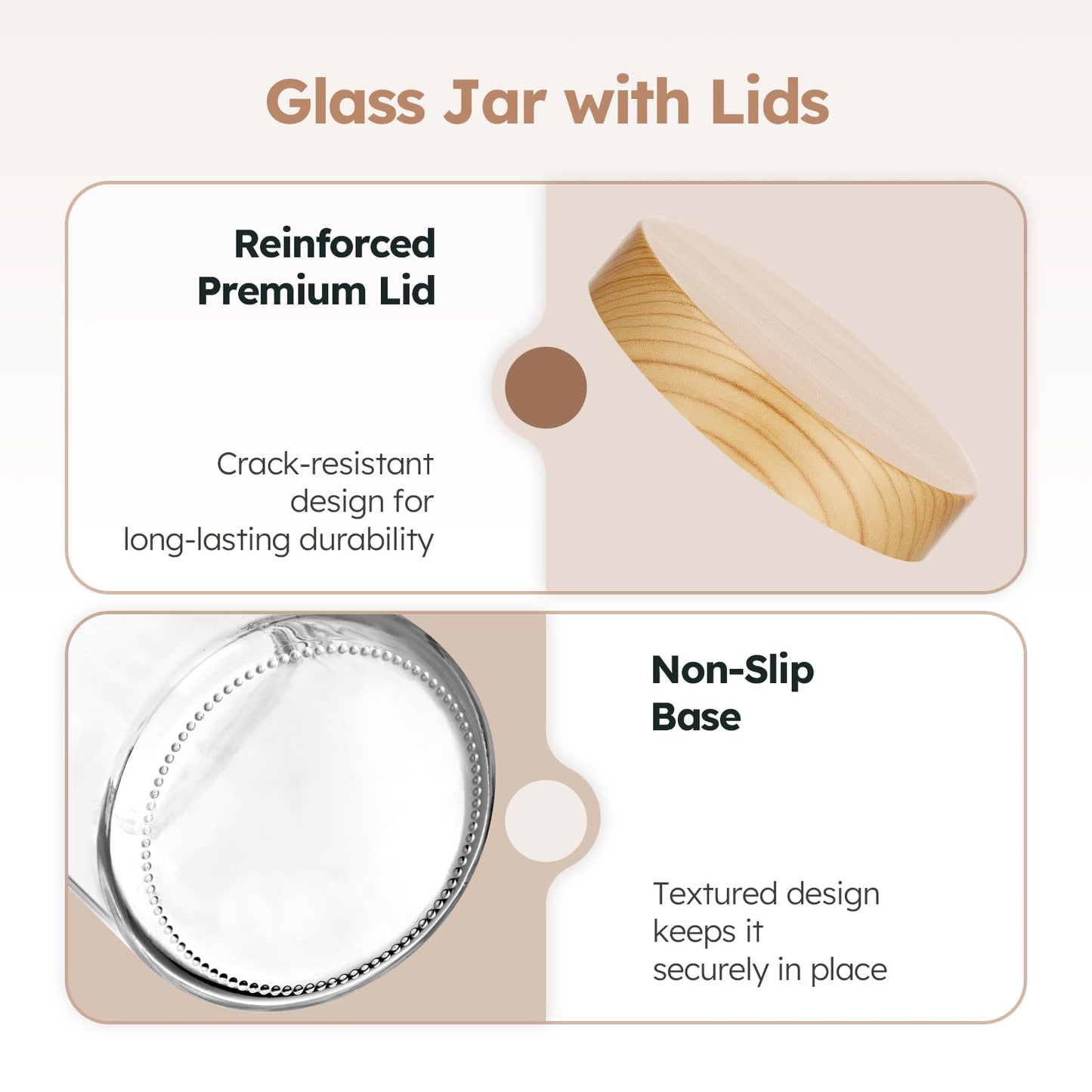 8 oz Glass Jars with Lids, 30 Pack Clear Small Glass Jars with Woodgrain Lids Leakproof Round Airtight Empty Cosmetic Travel Containers for Lotions Powders and Candle Making