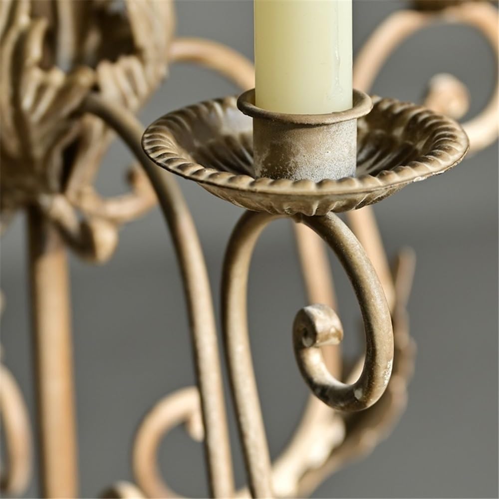 Candlestick Holders Retro Old Iron Four-Head Candlestick Dining Table Christmas Photography Props Homestay Decoration Candle Holders(White)