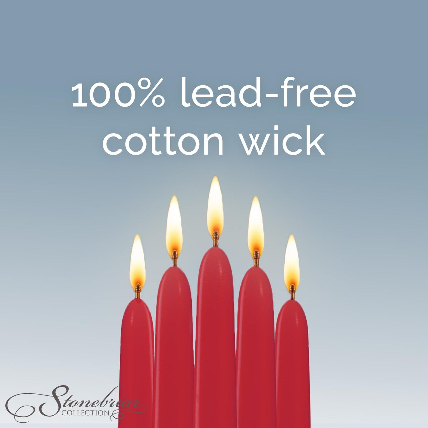Stonebriar Unscented Taper Candles – 7 Hour Burn Time, Long-Lasting Wax Candles for Weddings, Holidays, Home Décor & Special Events, Pack of 10, Red, 10"